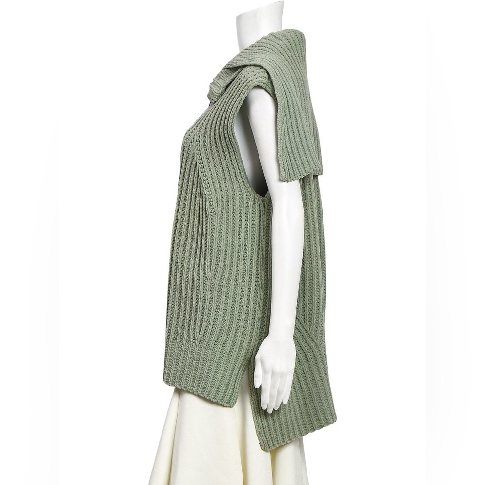 ALEXANDER WANG Zip Chunky Ribbed Shawl Collar Oversized Sweater Vest - Picture 3 of 10